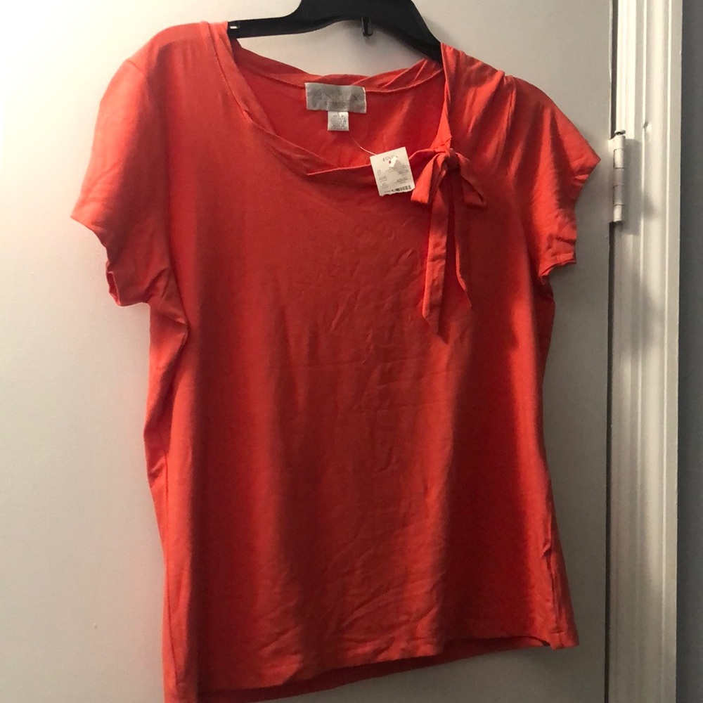 Peach Casual Corner stretch top with bow M-L
